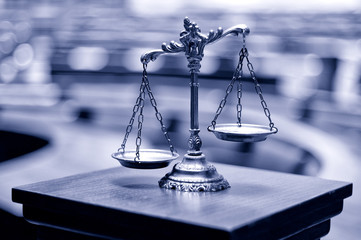 Decorative Scales of Justice in the Courtroom