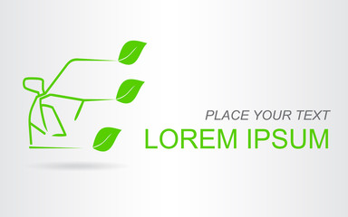 Silhouette of the eco car. Car symbol.