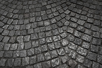 Background of old cobblestone pavement