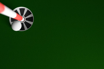 Golf Ball Hole In One Background, 3D Rendering.