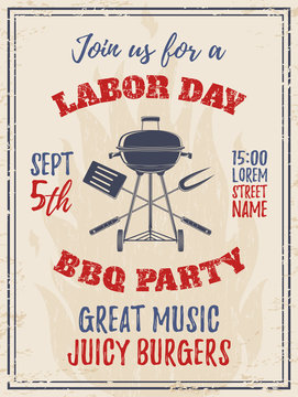 Vintage Labor Day BBQ Party Background.