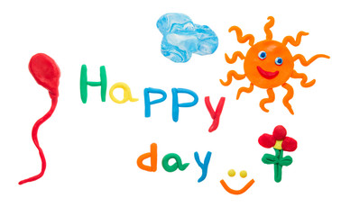 Happy day. It is made of plasticine.
