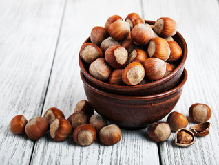Bowl with hazelnuts