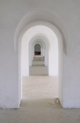 Fototapeta na wymiar Through passage in the old Fort. Russia, Kronshtadt, Fort Konstantin