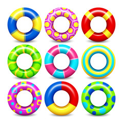 Colorful swim rings vector set