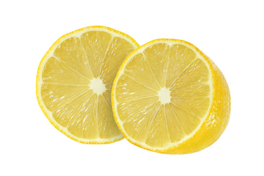 cut lemon fruits isolated on white background with clipping path