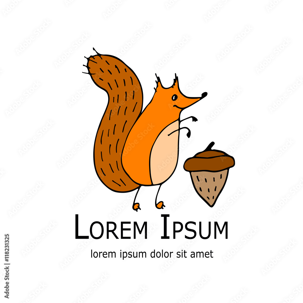 Aufkleber Funny squirrel with nut for your design