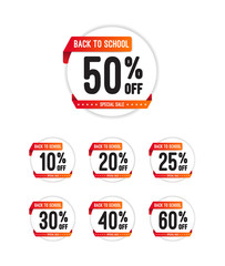 Back To School % Off Labels