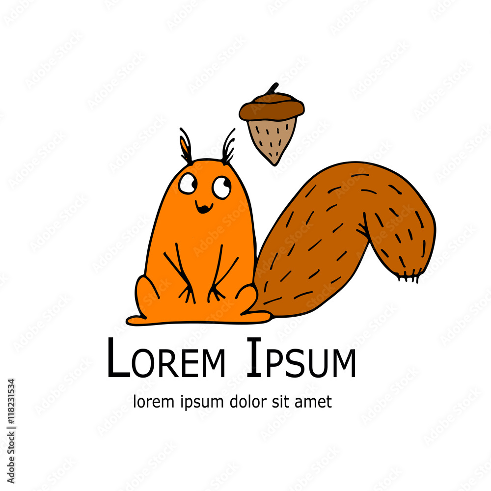 Aufkleber funny squirrel with nut for your design