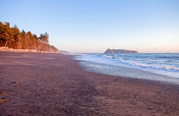 Gorgeous beach landscape at sunset. La Push beach, WA