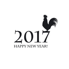 Fototapeta na wymiar Happy New Year. Cock Symbol of 2017 Year.