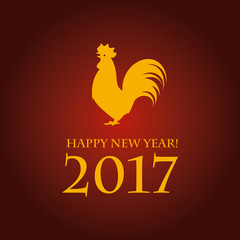 Fototapeta na wymiar Happy New Year. Cock Symbol of 2017 Year.