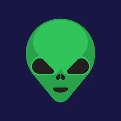 Green cartoon aliens head isolated. Vector illustration.