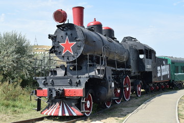 The old steam locomotive in open air museum