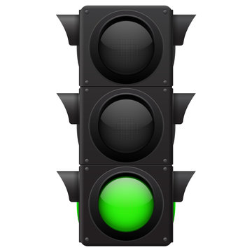 Traffic lights. Green lamp on