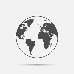 Fototapeta na wymiar Earth Icon in trendy flat style isolated on grey background.