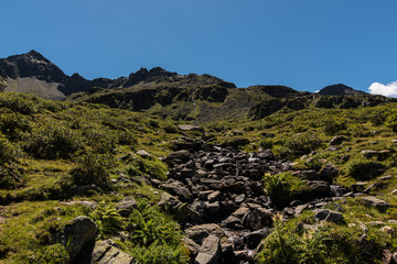 Hiking in beautiful nature of the mountains of Tyrol Austria