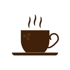 Sign cup of coffee with steam 29.08