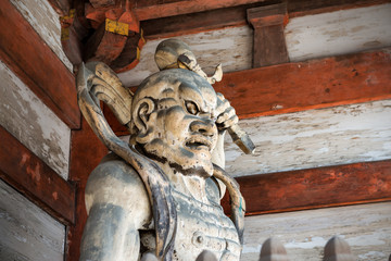 Wooden guardian at Ninna-ji Temple in Kyoto