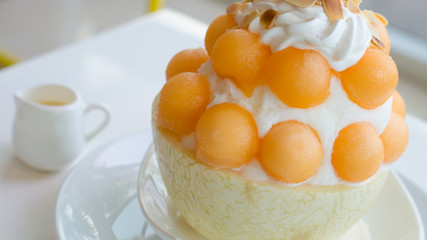 Ice melon Bingsu, famous korean ice-cream.
