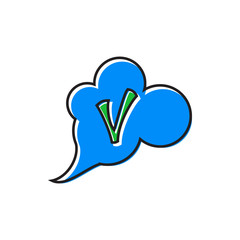 Checkmark in cloud icon in flat style isolated on white background. Click and choice symbol