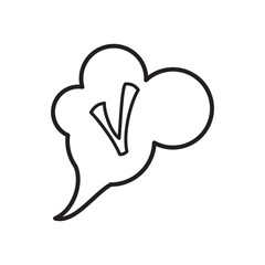 Checkmark in cloud icon in outline style isolated on white background. Click and choice symbol