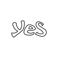 Word yes icon in outline style isolated on white background. Click and choice symbol