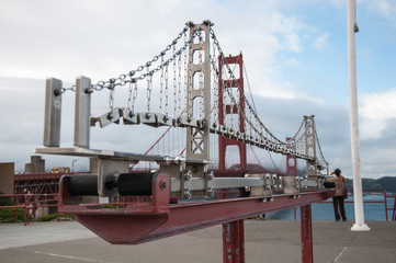 Golden Gate Bridge model, San Francisco, California.