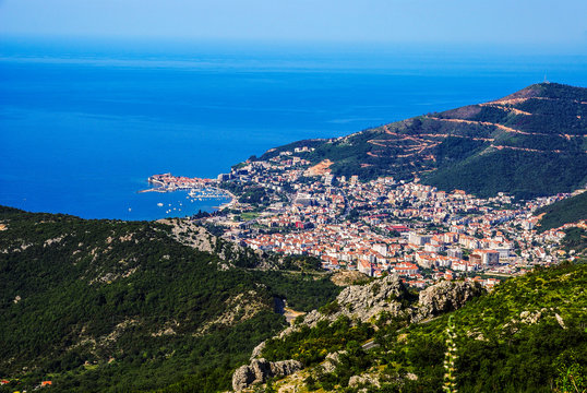 Aerial view of Budva, Montenegro