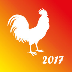 Greeting card with decorative cocks. Vector illustration.
