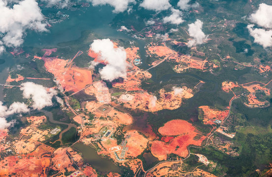 Aerial Photo Shot From Plane Flying From Bali To Singapore