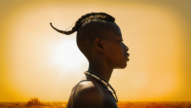 Himba man at sunset, Namibia