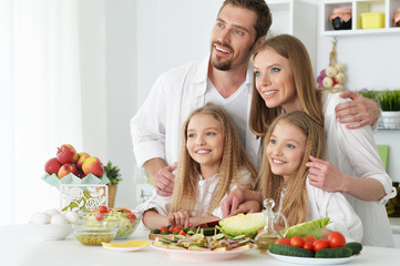happy family at kitchen