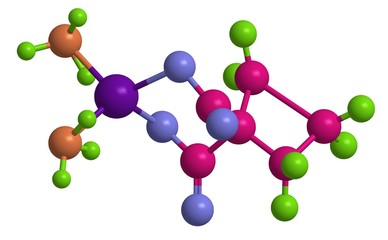 Molecular structure of carboplatin, 3D rendering