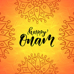 Happy Onam Holiday vector illustration. Modern calligraphy