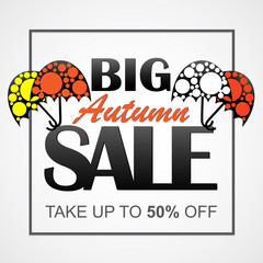 Autumn vector sale banner with cool umbrellas