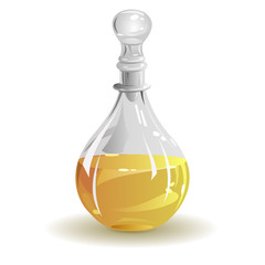 Glass jug with vegetable oil. Hand drawn vector illustration on white background.