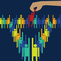 The best is recruited among the group of men.