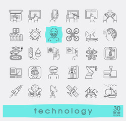 Set of technology icons. Various high tech icons. 