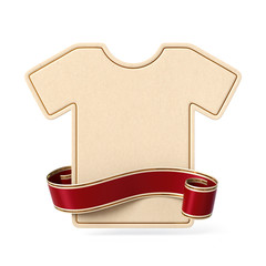 Curled red ribbon banner with t-shirt silhouette card
