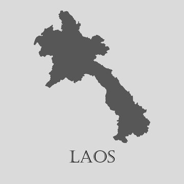 Gray Laos map - vector illustration