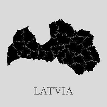 Black Latvia map - vector illustration