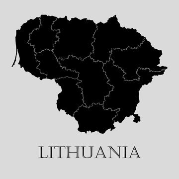 Black Lithuania map - vector illustration