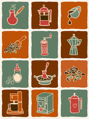 Scetchy vector illustration coffee icons set