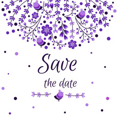 Obraz premium Set of vector floral frames. Cute collection of wreaths made of hand drawn leaves and flowers. Vintage set for invitations. save the date cards and other design.
