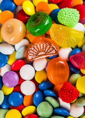 Fototapeta na wymiar Closeup of colorful candies as texture
