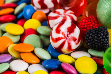 Fototapeta na wymiar Closeup of colorful candies as texture