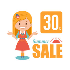 Summer discounts , seasonal sale, banner.