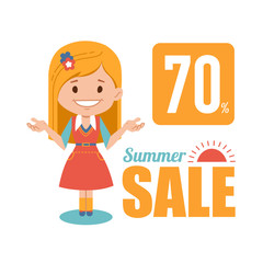 Summer discounts , seasonal sale, banner.