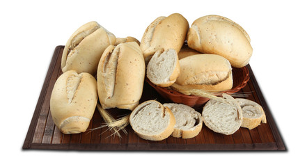 Fototapeta na wymiar Fresh baguette on white background. French bread.